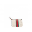 Childhome Pouzdro na zip s poutkem Off White Stripes Green/Red